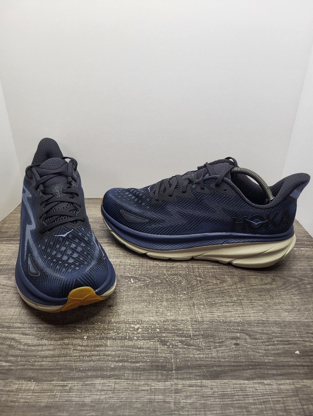 Hoka Clifton 9 Varsity Navy Blue Black Athletic Running Shoes Sneakers Mens 11 D